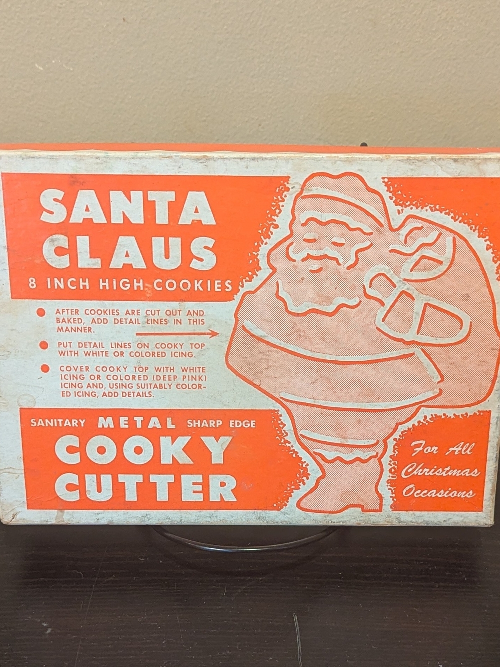 Vintage Santa Claus 8" Metal Cookie Cutter With Box